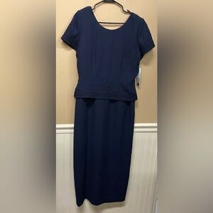Donna Morgan Dark Blue Evening Dress Short Sleeve Size 10 NWT